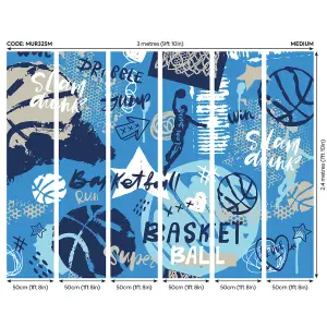 Origin Murals Graffiti Basketball Blue Paste the Wall Mural 300cm wide x 240m high