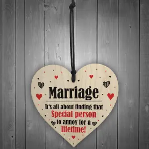 Marriage Special Person To Annoy For A Lifetime Funny Wood Heart Anniversary Gift