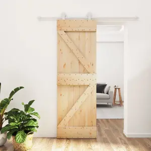 Berkfield Sliding Door with Hardware Set 70x210 cm Solid Wood Pine