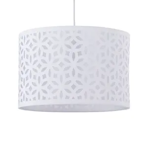 First Choice Lighting Set of 2 White Laser Cut 30cm Pendant Lightshades