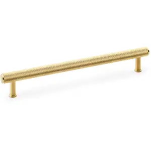 Knurled T Bar Pull Handle - Satin Brass - 224mm Centres Premium Drawer Door