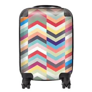 Geometric Multi Colored Chevron Pattern Suitcase - Small