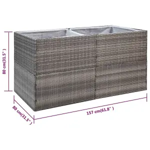 Berkfield Garden Planter Grey 157x80x80 cm Poly Rattan