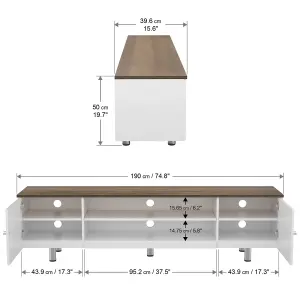 AVF Whitesands 1.9m TV Stand (Satin White & Wood)