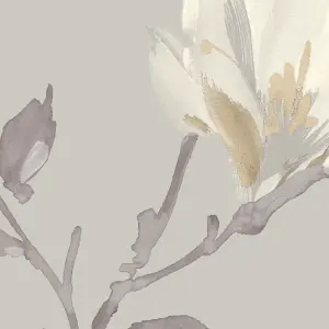 GoodHome Leuzea Grey Floral Smooth Wallpaper Sample