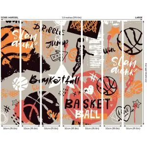 Origin Murals Graffiti Basketball Orange Paste the Wall Mural 350cm wide x 280m high