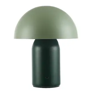 Modern Rechargeable Mushroom Table Lamp in Forest and Olive Green - Touch Dimmer