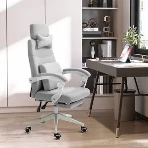 Vinsetto Home Office Chair Reclining Computer Chair w/ Lumbar Support Grey