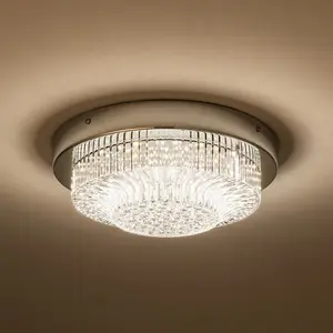 Harper Living 12W LED Flush Ceiling Light Acrylic Shade Polished Chrome Finish Natural White (4000k)