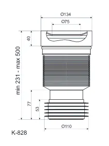 Aniplast 230-500mm Toilet WC Flexible Toilet Waste Pipe Connector Extension Harmonica Water Outlet