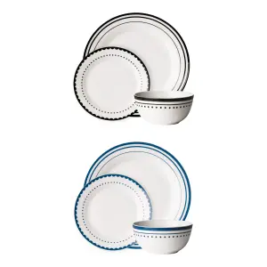 Interiors by Premier Avie Blue 12Pc Saturn Dinner Set