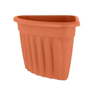 Wham 4x Vista Terracotta Plastic Planter, Corner Garden Plant Pot, Large Floor Pot (49cm, 49L, Pack of 4)