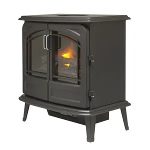 Dimplex Optimyst 2000W Matt Black Cast iron effect Electric Stove (H)660mm (W)620mm