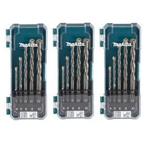 Makita D-72877 5 Piece Straight Shank TCT Masonry Drill Bit Set 4 5 6 8 10mm x 3