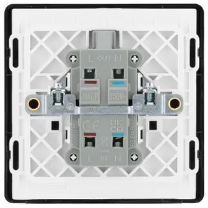 BG Evolve 20A Double Pole Single Wall Switch with LED, Black Chrome