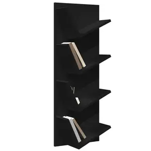 Alpen Home Wall Bookshelf 4-Tier Smoked Oak 33X16x90 Cm Black