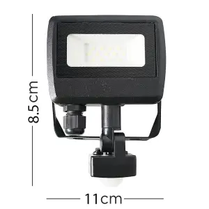 ValueLights LED 10w PIR Motion Sensor IP65 Black Outdoor Garden Flood Wall Light In Cool White