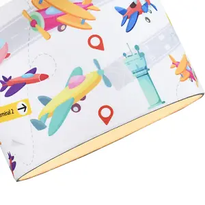 Modern and Colourful Aeroplanes Kids Cotton Fabric Drum Lamp Shade - 25cm