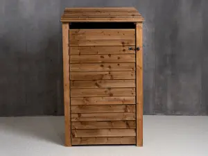 Wooden log store with door W-99cm, H-180cm, D-88cm - brown finish