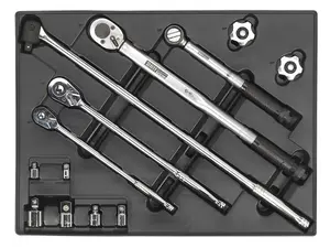 Sealey Tool Tray with Ratchet, Torque Wrench, Breaker Bar & Socket Adaptor Set 13pc TBT32