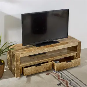 Belgravia Solid Wood Tv Stand With 2 Drawers