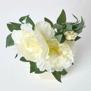 Homescapes Cream Artificial Peonies in Decorative Cream Pot, 48 cm Tall