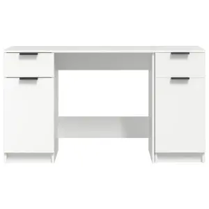 Berkfield Desk with Side Cabinet White Engineered Wood