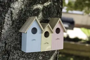 3 In 1 Wooden Wild Garden Bird Houses Nesting Box Predator Proof Small Birds