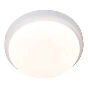 GoodHome Almagro White Wired LED Bulkhead light (Dia) 18cm