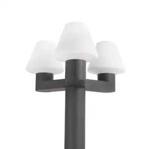 Luminosa Structure 3 Light Outdoor Lamp Post Dark Grey - Base Only IP44, E27