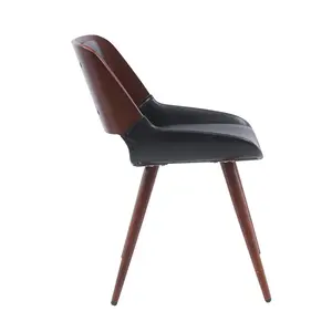 Ayrton Faux Leather Mid-Century Dining Chair Polished Obsidian