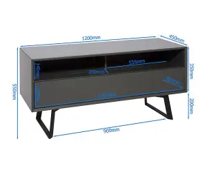 Carbon TV-Stand with Storage Grey