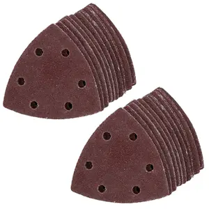 90mm Triangular Sanding Abrasive Discs Pads Hook Loop Backing 40 Grit 100pk