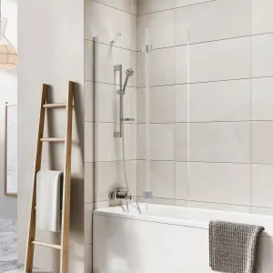 Thalia Outward Folding Chrome Over Bath Screen Full Set 900 x 1500mm