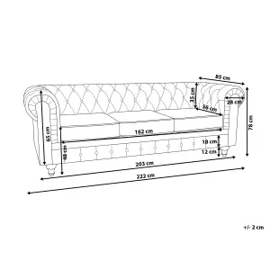3 Seater Fabric Sofa Beige CHESTERFIELD Big