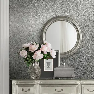 Muriva Silver Glitter Glitter effect Embossed Wallpaper