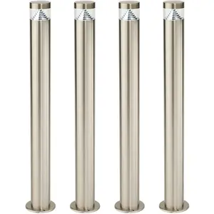 4 PACK Stepped Outdoor Bollard Light - 3.3W LED - 800mm Height - Stainless Steel