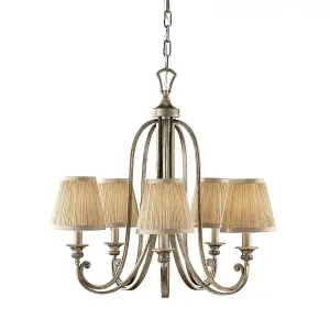 Luminosa Abbey 5 Light Multi Arm Chandelier Silver Sand Finish, E14