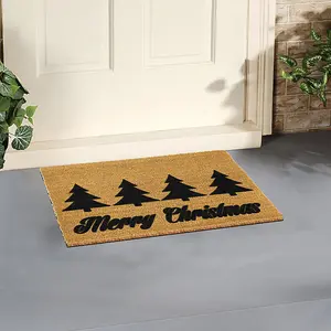 Christmas Trees with Merry Christmas Greeting Doormat