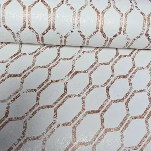 Tempus Copper & White Hexagon Geometric Wallpaper FD25049