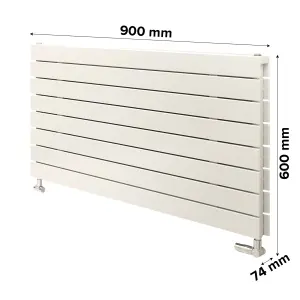 Ximax Vertirad Duplex Deluxe HWHDX6090W White Horizontal Designer 3009BTU Radiator, (W)900mm x (H)600mm