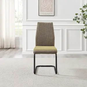 Furniturebox UK Lorenzo 2x Sage Green Fabric Black Leg Dining Chair