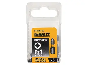 DEWALT DT7386T-QZ Extreme Impact Torsion Bits PZ1 x 25mm (Pack 5) DEWDT7386TQZ