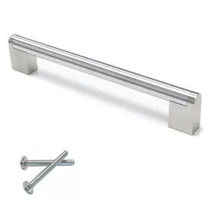 Kitchen Cupboard U-Bar Brushed Steel Furniture Cabinet Handles 192mm (Pack of 10)