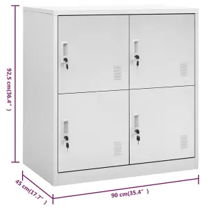 Berkfield Locker Cabinet Light Grey 90x45x92.5 cm Steel