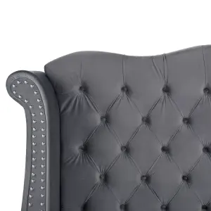 Velvet EU King Size Bed Grey AYETTE