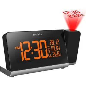 Digital Electric Alarm Tabletop Clock in Black/Silver