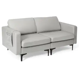 Costway Modern Upholstered Loveseat Sofa 2-Seat Sofa Couch w/ Seat Cushions