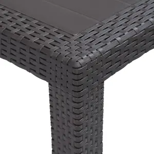 Berkfield Garden Table Brown 220x90x72 cm Plastic Rattan Look