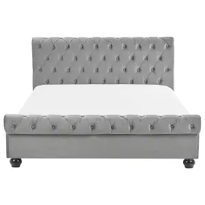 Velvet EU King Size Bed Grey AVALLON